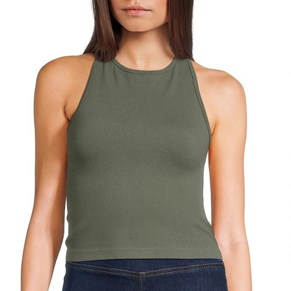 Intimately by Free People | Green Crop Ribbed Seamless Tank - Size M/L - Picture 1 of 6